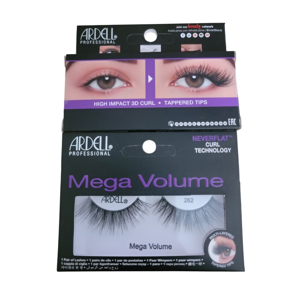 Ardell Mega Volume 262 False Eyelashes Neverflat Curl 2 Pack Black Multi-Layered
